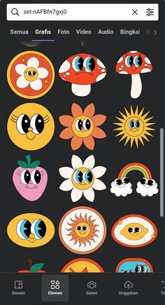 an image of stickers on the back of a cell phone showing different faces and eyes