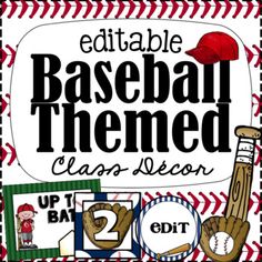 editable baseball themed class decor