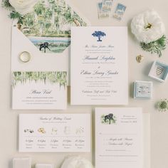 the wedding stationery is laid out and ready to be used