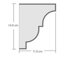 an image of a corner profile with measurements for the top and bottom half of it