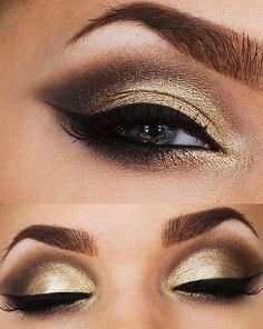 Golden Eye Meka Up, Prom Make Up, Nye Look, Carnival Party Decorations, Up Decorations, Confetti Poppers, Make Up Tricks, Golden Eyes