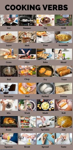 a series of pictures showing different types of food