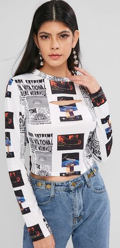 Style: Fashion Shirt Length: Crop Top Collar: Round Collar Sleeves Length: Full Material: Polyester Elasticity: Elastic Decoration: Cut Out Pattern Type: Print Seasons: Autumn,Spring,Winter Sweater Coats