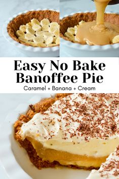 easy no bake banoffee pie with caramel and banana cream