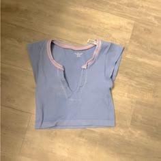 Took The Tags Off But Never Worn Because I Didn’t Like The Way It Fit Me Blue V-neck Top By Urban Outfitters, Urban Outfitters Light Blue Casual Tops, Casual Light Blue Tops From Urban Outfitters, Preppy T Shirts, Sweat Set Outfits, Go For Gold Top, Preppy Shirts, Popular Clothes, Cats Christmas