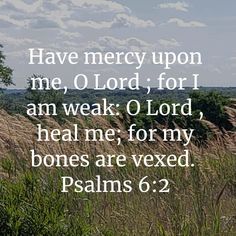 a field with tall grass and the words, have mercy upon me, o lord, for