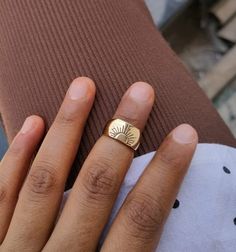 Sun Symbol, Sun Ring, Wax Ring, Engraved Ring, Knuckle Ring, Gold Sun, Knuckle Rings, Handmade Brass, Fantasy Jewelry