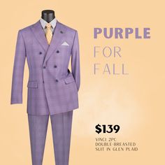 We love purple for every season, but fall is our favorite. Button Fashion, Slim Fit Tuxedo, Gourmet Burgers, Flat Front Pants, Glen Plaid, Mens Fashion Fall, Peak Lapel, Slim Fit Suit, Button Jacket