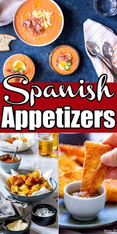 spanish appetizers with text overlay that reads, spanish appetizer recipe