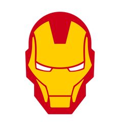 the iron man helmet is shown in red and yellow, as well as white background