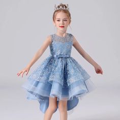 110cm (3-4years Old) 120cm (4-5years Old) 130cm (5-6years Old) 140cm (6-7years Old) 150cm (7-8years Old) 160cm (8-9years Old) Short Princess Dress, Kids Pageant, Flower Girl Dresses Blue, Princess Silhouette, Tail Dress, Girls Dresses Online, Marine Uniform, Kids Party Dresses, Blue Party Dress