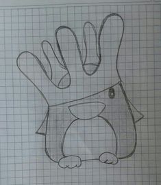 a drawing of a hand with an animal's face drawn on the front and side