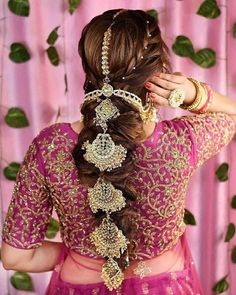 Zevar Hair Accessories Wedding Hair Accessories By Zevar Bridal Hairstyles With Braids, Jewelry Kundan, Hair Brooch, Kundan Jewelry, Hair Jewellery, Indian Bridal Hairstyles, Bridal Hair Jewelry, Side Braid, Bridal Jewellery Indian