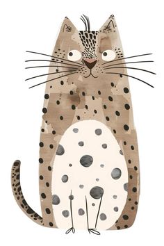 a drawing of a cat with spots on it's face