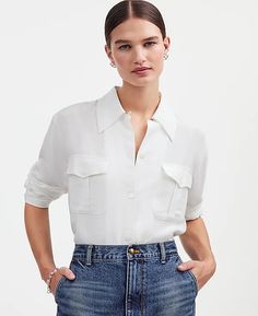 Alexa Chung for Madewell Pleat-Pocket Button-Up Shirt | Madewell Oversized Denim Shirt, Denim Tank, Western Denim Shirt, Indie Girl, Midi Flare Skirt, Suede Mini Skirt, Live Now, Denim Maxi Skirt, Alexa Chung