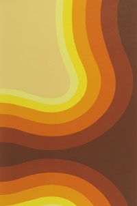 an orange and yellow background with wavy lines