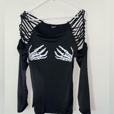 Got This Shirt As A Gift Never Worn Not My Style Black Skeleton, Hot Pink Tops, Cut Clothes, Waffle Knit Top, Striped Long Sleeve Shirt, Womens Long Sleeve Shirts, Outfits Ideas, Dress Details, Diy Clothes