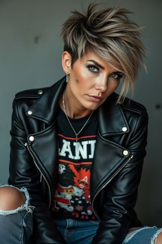 Pixie Wedge Haircut, Cover Grey Hair With Highlights, Short Hair Styles Women, 90s Pixie Cut, Edgy Pixie Hairstyles, Platinum Pixie Cut, Super Short Pixie, Hair Today Gone Tomorrow