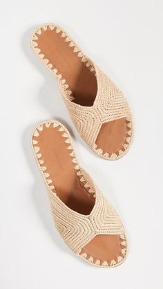 Carrie Forbes Salon Slides | Shopbop Summer Slip-on Mules With Woven Sole, Straw Open Toe Slides With Textured Footbed, Straw Slides With Textured Footbed And Open Toe, Leather Sole Slip-on Mules For Vacation, Beach Espadrilles With Leather Sole, Beige Summer Slides With Woven Sole, Closed Toe Beige Slides For Summer, Leather Sole Mules For Vacation, Beige Closed-toe Slides For The Beach