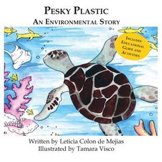 a book cover with an image of a sea turtle and corals in the background