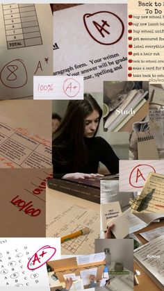 a collage of photos with various types of papers