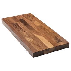 a wooden cutting board on a white background