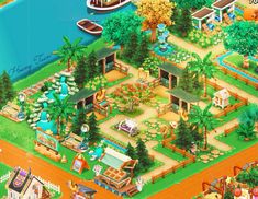 the game is showing an island with many houses and boats