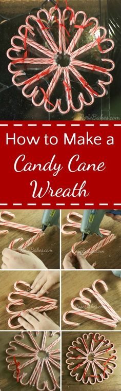 how to make a candy cane wreath with the words, how to make a candy cane wreath