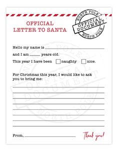 an official letter to santa is shown