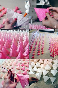 how to make origami triangles out of pink and white paper