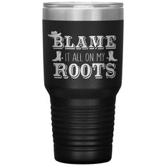 a black tumbler cup with the words, my favorite dirt bike rider calls me dad