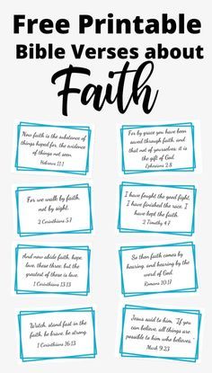 the bible verses about faith are shown in blue and white with text that reads free print