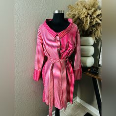 Reposhing This Item I Purchased From @Jdskloset. Loved It, But Ready To Rotate For Something New. Questions? Leave A Comment Below! Zara Striped Shirt, Stripe Shirt Dress, Striped Shirt Dress, Stripe Shirt, Zara Dresses, Striped Shirt, Something New, Pink White, Shirt Dress