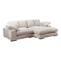 Plunge Cappuccino Cream Corduroy Reversible Sectional Sofa with Chaise Modular Sofas LOOMLAN By Moe's Home Cheap Couch, Contemporary Sectional, Sectional Chaise, Modular Sectional Sofa, Soft Seating, Modular Sectional, Modern Furniture Living Room, Soft Pillows, Chaise Sofa