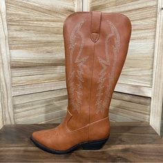 New Knee High Lightweight Imported Cognac Pu Color Faux Leather Slip On Questions Or Concerns Please Message Me Thank You Carla Casual Brown Boots For Ranch, Casual Round Toe Boots For Country Events, Casual Ranch Boots For Fall, Casual Summer Ranch Boots, Brown Boots For Ranch In Spring, Brown Boots For Rodeo Spring Season, Soda Boots, Ankle Lace Up Boots, Girls Black Boots