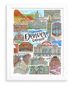 a drawing of denver, colorado with the words denver written in different languages on it