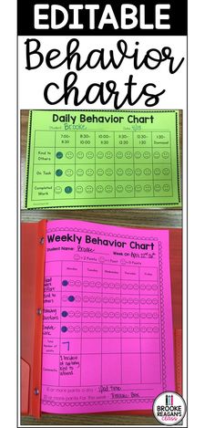 the editable behavior chart for students to use on their own classroom desks, with text