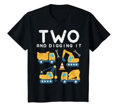 PRICES MAY VARY. Grab this cute Two And Digging It Construction Trucks T-Shirt for your son, daughter, little brother, sister, niece or nephew! It's the perfect gift idea & present for 2nd Birthday party! This funny Two And Digging It Construction Trucks T-Shirt is a perfect gift for boys, girls toddler and kids turning 2 years old. Browse our brand for more 2nd birthday party 2 two yrs old second bday tee outfit apparel Lightweight, Classic fit, Double-needle sleeve and bottom hem 3rd Birthday Construction, 3rd Birthday Boys, Construction Birthday Party, 2nd Birthday Boys, 2nd Birthday Shirt, Construction For Kids