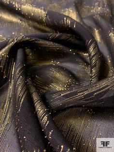 SKU: 12071 Content: 74% Silk, 26% Lurex Color: Antique Gold / Black Width: 56 inches Origin: France Luxury Elegant Fabric With Satin Finish, Luxury Elegant Art Silk Fabric, Kinkhab Fabric, Silk Colors Fabrics, Elegant Black Party Fabric, Fabrics And Textiles Fashion, Metallic Fabric Texture, Fabrics Aesthetic, Different Fabric Textures