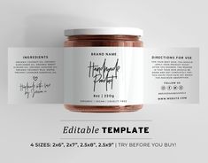 a jar of peanut butter on a white background with the words edible template below it