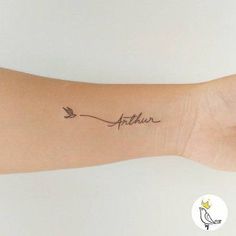 a woman's arm with a tattoo that reads, faith and an arrow on it