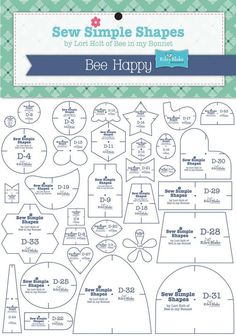 the sewing pattern for sew simple shapes by bee happy, with instructions to make it