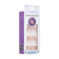 Fancy a new French NO GLUE Mani? Say “oui” to imPRESS Press-On French Manicure. With our new improved adhesive, these press-on nails are long-lasting with a secure hold that lasts for up to 7 days. Just peel, press & go! Modern French Design, French Designs, Modern French, White Tip, French Manicure, French Design, French Nails, Fake Nails, Press On Nails