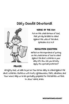 Daily Doodle Devotional - Ephesians 6:11- Read - Reflect - Pray Ephesians 6 11, Prayer For Protection, Reflection Questions, God Almighty, Christian Life