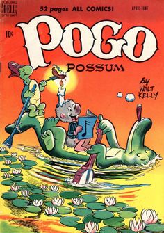 the cover to pogo possum comic book, featuring an alligator and other animals