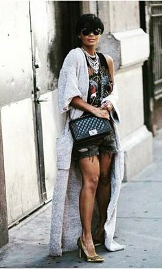 Shorts Classy Outfit, Kryzada Rodriguez, Kryzayda Rodriguez, Kyrzayda Rodriguez, Chic Clothing Style, Funky Dresses, Ripped Shorts, Fashion 101, Weekend Style