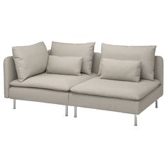 an image of a couch with pillows on the back and side cushions upholstered