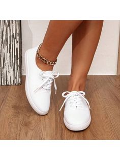 Crafted with classic white canvas, these unisex lace-up sneakers are perfect for couples seeking a casual and versatile shoe. With a comfortable fit and stylish design, these sneakers are perfect for everyday wear. Add these timeless shoes to your wardrobe today! Size US Ball Girth Foot Length EUR35 US5 7.5 22.5 EUR36 US6 8 23.16 EUR37 US6.5 8.5 23.82 EUR38 US7 9 24.48 EUR39 US8 9.5 25.14 EUR40 US9 10 25.8 EUR41 US9.5 10.5 26.46 EUR42 US10.5 11 27.12 EUR43 US11 11.5 27.78 EUR44 US12 12 28.44 EUR Casual Lace-up Canvas Shoes With White Laces, Comfortable White Lace-up Canvas Shoes, Trendy White Canvas Shoes With Vulcanized Sole, Casual Canvas Shoes With Vulcanized Sole And Flat Heel, Casual Canvas Shoes With Vulcanized Sole, Casual White Canvas Shoes With Flat Heel, Casual White Flat Heel Canvas Shoes, Casual Low-top Lace-up Shoes, Casual High-top Lace-up Shoes For Spring