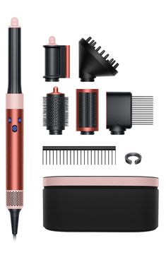 What it is: Special Edition Dyson Airwrap Complete Long Diffuse for curly and coily hair in strawberry bronze and blush pink with complimentary detangling comb. What it does: Dry, curl, shape, smooth and hide flyaways with no heat damage. Includes wide-tooth comb, new diffuser and new large round volumizing brush to create a variety of styles in curly and coily hair. Six versatile attachments engineered for different hair types, lengths and styles. It dries and styles simultaneously using the Coanda effect, no heat damage. The 2-in-1 Coanda smoothing dryer dries, smoothes and hides flyaways with one attachment for up to 58% less frizz and flyaways.²Features and benefits:- Coanda styling pioneered by Dyson: the Dyson Airwrap multi-styler harnesses an aerodynamic phenomenon called the Coanda Dyson Air Wrap Curly Hair, Dyson Curly Hair, Hair Diffuser Curly, Curl Dryer, Dry Curl, Diffuser Hair, Curly Coily Hair, Dyson Airwrap Complete, Rich Auntie