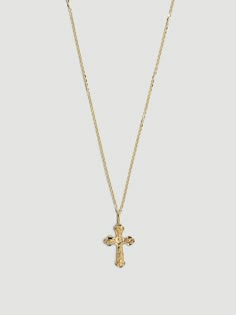 A small gothic cross pendant placed on our Signature Chain makes the perfect everyday necklace. Layer with The Crucifix Necklace for effect. Always made in 14k. 14k Gold Cross Necklace With Adjustable Chain, Catholic Cross Necklace, Vintage Cross Necklace, Crucifix Necklace, Gothic Cross, Jewelry Accessories Ideas, Gold Cross Necklace, Gold Cross Pendant, Jewelry Fashion Trends